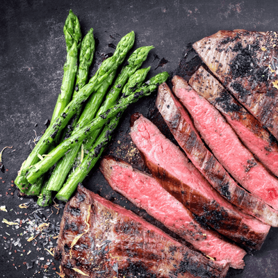 CRAZY GOOD GRILLED FLANK STEAK  with CHARRED ASPARAGUS