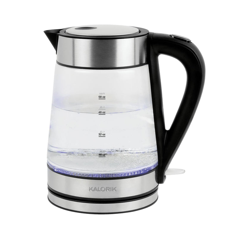 Kalorik 1.7 L Rapid Boil Electric Kettle with Blue LED, Stainless Steel